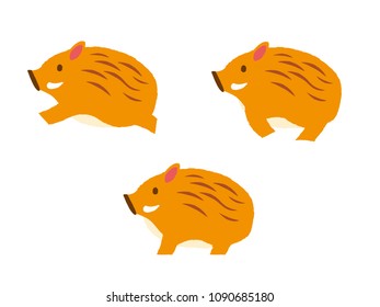 Wild boar illustration set