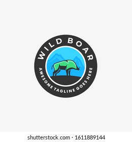 Wild Boar Illustration Vector Template. Suitable for Creative Industry, Multimedia, entertainment, Educations, Shop, and any related business