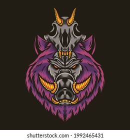 Wild boar isolated vector illustration