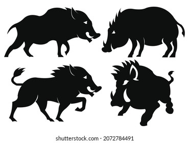  Wildschweine-Linie-Symbol-Set, Hokekontur-Vektorsymbol Symbolgrafik