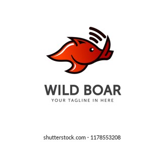 Wild boar logo design signal