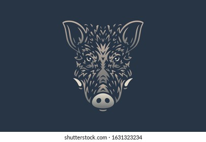 Wild Boar Logo On Dark Background