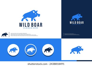 wild boar logo , strong symbol , logo design template.