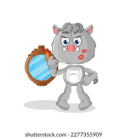 the wild boar make up mascot. cartoon vector
