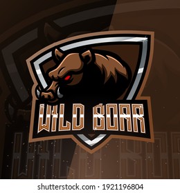 Wild boar mascot esport logo design