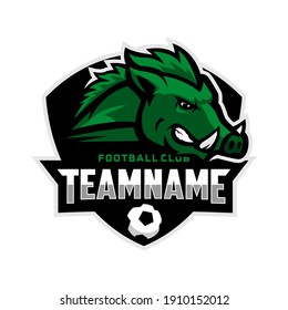 wild boar mascot for a football team logo. school, college or league. Vector illustration.