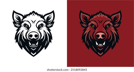 wild boar mascot logo, vector illustration