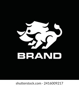 Wild Boar Modern Animal Logo Design, isolated on black background