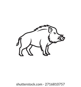 Diseño plano de Vector de icono de contorno de jabalí