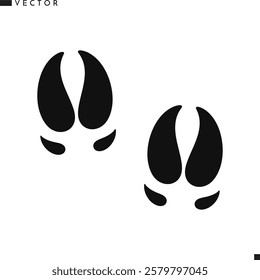 Wild boar paw print silhouette. Warthog paw print vector 