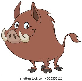 Wild Boar Or Wild Pig Cartoon