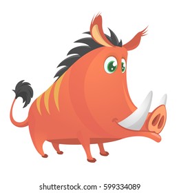 Wild boar or wild pig cartoon. Vector illustration or icon isolated 