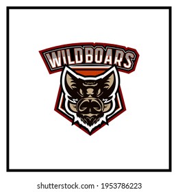 Wild boar. Pig. An evil beast. Sports logo. A sticker. Print for T-shirts. Vector illustration