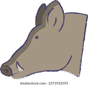 Wild boar Pig face hand drawn vector illustration