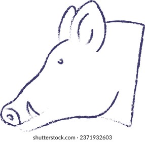 Wild boar Pig face hand drawn vector illustration