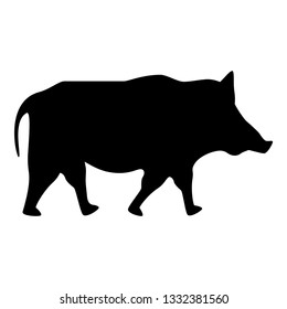 Wild boar Wild pig Hog Warthog icon black color vector illustration flat style simple image