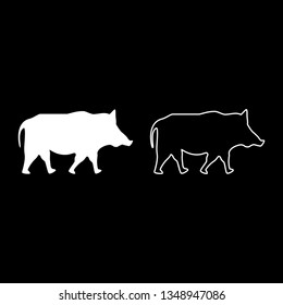 Wild boar Wild pig Hog Warthog icon set white color vector illustration flat style simple image
