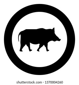 Wild boar Wild pig Hog Warthog icon in circle round black color vector illustration flat style simple image