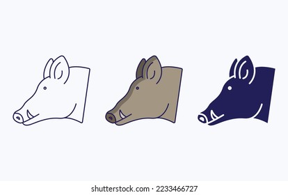 Wild boar Pig line and glyph icon, vector illustration