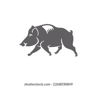 Wild boar, boar, pig, piglet and piggy, silhouette and graphic design. Animal, hog, beast, nature, wild nature and wildlife, vector design and illustration