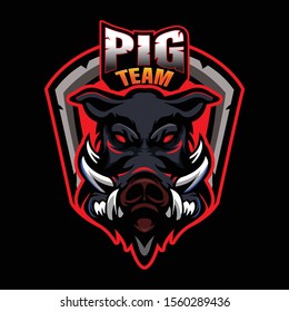 wild boar, pig, pork illustration esports logo tattoo