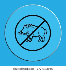 Wild boar, pig, prohibited, no entry, stop sign, warning, ban, icon, vector.