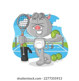 the wild boar plays tennis illustration. character vector