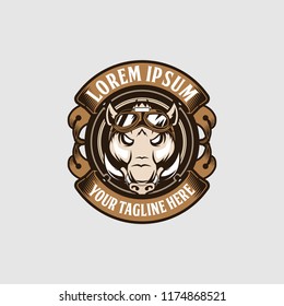 wild boar or razorback with steampunk goggles vector