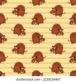 Wildschwein Nahtloses Muster-Design. Wilde Tiere, Design-Hintergrund