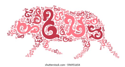 Wild boar shape vector design illustration
