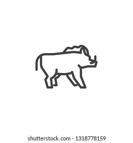 Wild boar side view line icon. linear style sign for mobile concept and web design. boar with tusks outline vector icon. Forest animal symbol, logo illustration. Pixel perfect vector graphics