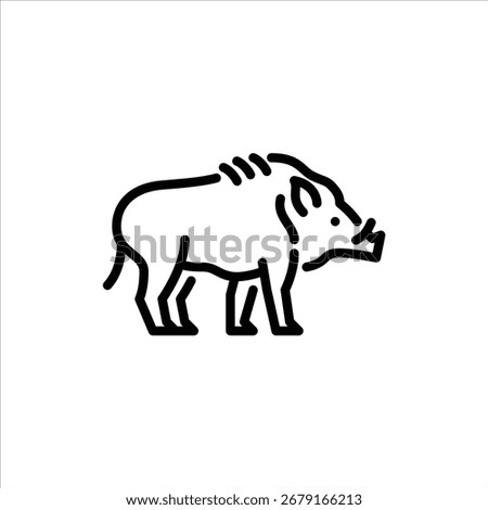 wild boar side view outline icon. boar black line illustration.