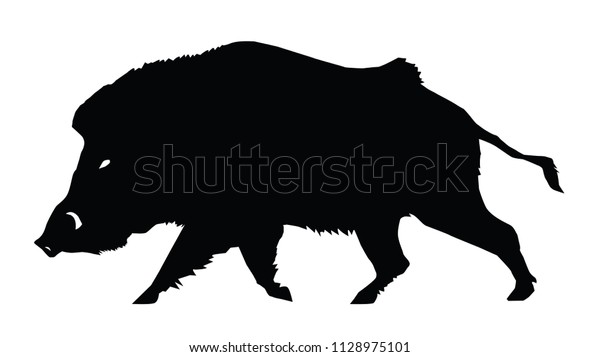 Wild Boar Silhouette Stock Vector (Royalty Free) 1128975101