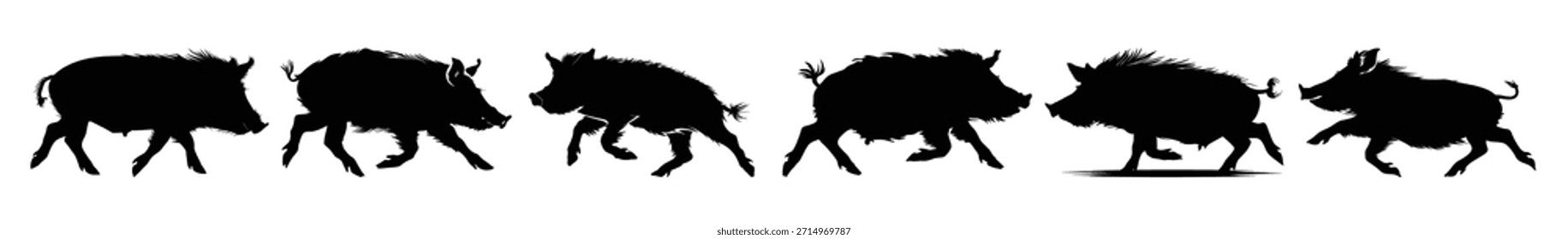 Ilustración vectorial de Paquete de silueta de jabalí