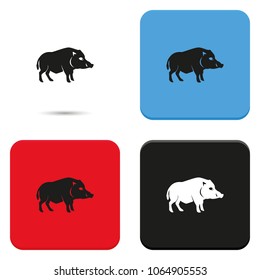 Wild boar silhouette flat vector icon.