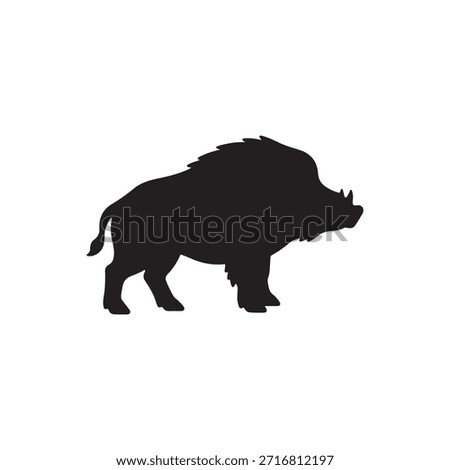 Wild boar silhouette icon vector flat design