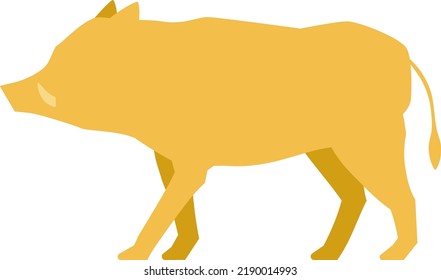 Wild boar silhouette vector illustration sideways