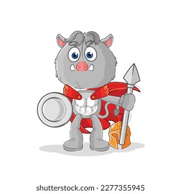 the wild boar spartan character. cartoon mascot vector