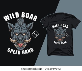 wild boar speed gang t shirt design