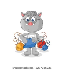 the wild boar tailor mascot. cartoon vector