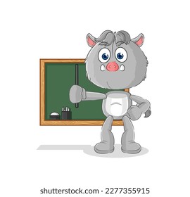 the wild boar teacher vector. cartoon character