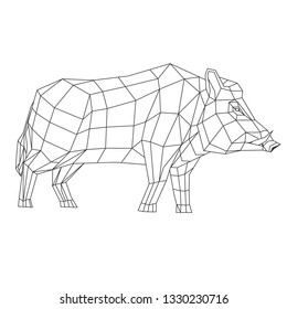 Wild boar triangle polygonal model