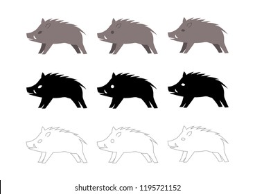 wild boar vector illustration: icon