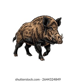 wild boar vector illustration on white background