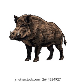 wild boar vector illustration on white background