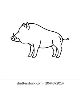 Wild Boar Vector illustration, outline animal icon