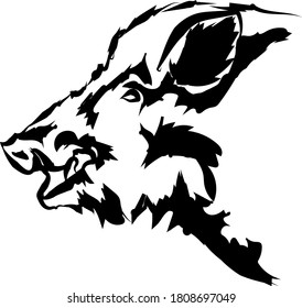 Wild Boar Vector Illustration Portrait Black Stock Vector (Royalty Free ...