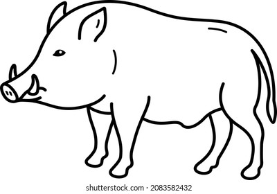 El jabalí. Ilustración del contorno del vector.