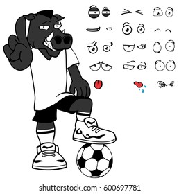 wild board soccer cartoon expression set in vector format