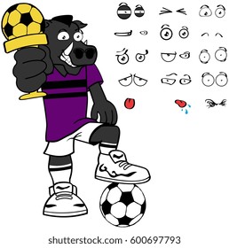 wild board soccer cartoon expression set in vector format